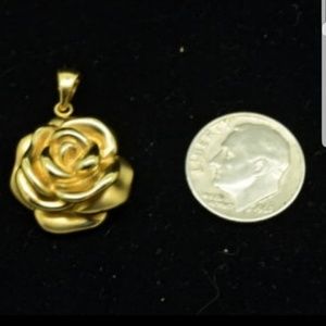 14k Rose Flower Yellow Gold Pendant